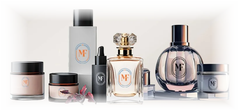 Jars, droppers, bottles and perfume flacons carrying the F&M mark